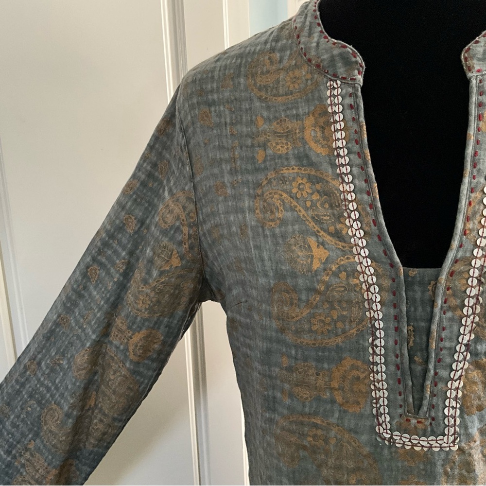 Cotton Soft Surroundings Gold Tunic Top Embellished Tunic Indian Tunic